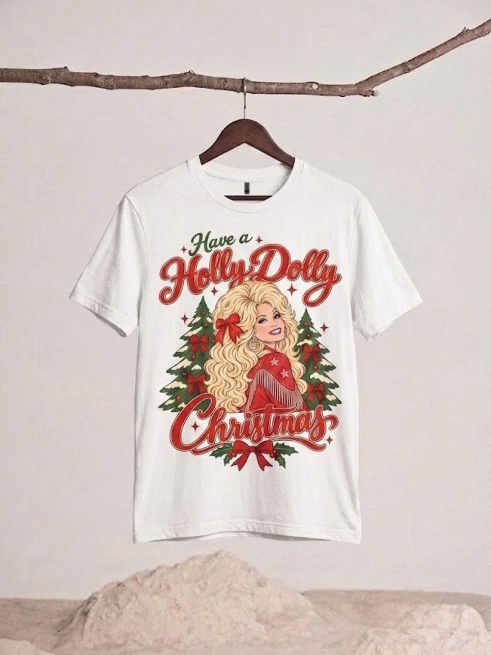 Have a Holly Dolly Christmas Graphic Tee - White